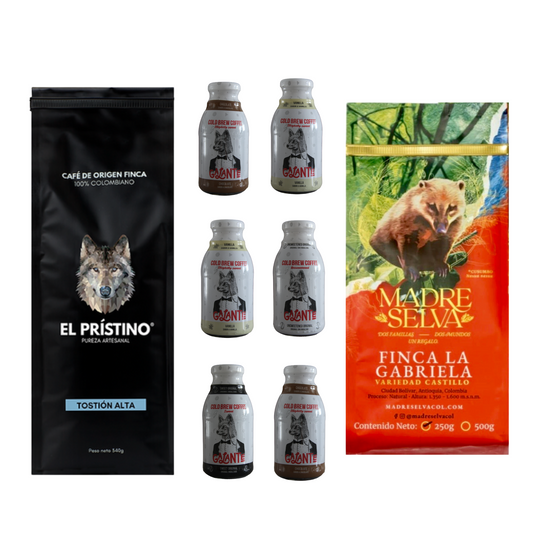 Energetic and Strong Coffee Combo. Ideal for those who love espresso and very strong coffee to wake up and to be energized during the day. Buy Colombian premium coffees here at coffeebeanandbirds.com