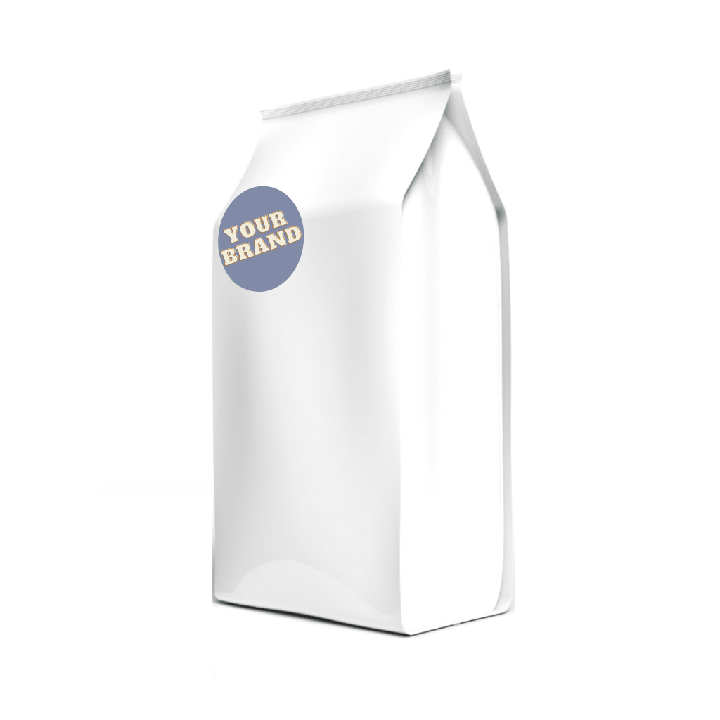 White Kraft coffee bag - Quad seal. Create your singature coffee with us